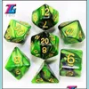 Jogos de esportes de lazer de gambing ao ar livre conjunto de dados de cores mistas D4-D20 Dungeons e Dargon RPG MTG Board Game 7pcs/Droga de Drop Set 2021 TLUVG
