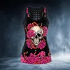 Tanques femininos Camis Skull Gunflower 3D em toda a tanque de tanques impressos Top combo Roupa Yoga Fitness Menor de verão para meninas