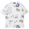 Men's T-Shirts 2022 Summer Men Short Sleeve Tshirts Hip Hop Graffiti Duck Bear Letter Printed Streetwear Harajuku Cotton T-Shirt Tops Tees