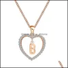 Pendant Necklaces Pendants Jewelry 26 Letters Heart Love Crystal Necklace Women Sier Gold Chain Cubic Zirconia Personal Ideas Luxury Pande