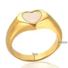 Küme halkaları siyah akrilik beyaz doğal kabuk aşk yüzüğü 18k altın kaplama kalp kadınlar için moda mücevher