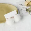 Stud Trend Winter Cat Ear Mink Hair Fur Ball Plush Earrings For Women Jewelry Enamel Girl Christmas Gifts Silver NeedleStud