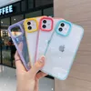 2 in 1 투명 캔디 컬러 폰 케이스 For iPhone 12 11 Pro Max XR X XS Max 7 8 Plus 12 미니 소프트 실리콘 내충격 커버