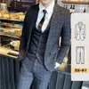 Mens Pography Korean Slim Suit Dard Blue Blue Plaid Men's Costumes Slim Men for Men for Men Host267s