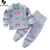 Born Kids Boys Girls Pyjama Ställer in tecknad hög midja långärmad t-shirt-toppar med byxor småbarn baby höst sovande kläder 220706