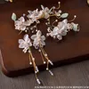 Haarclips Barrettes Koreaanse vrouwelijke hoofdbanden en oorbellen Set Wedding Bride Tiaras Crowns Bridal Flower Hoofdress Accessoires Pearl Diadeem