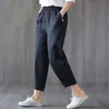 Rimocy Katoen Linnen Broek Vrouwen Lente Zomer Effen Kleur Harem Vrouw Elastische Taille Losse Casual Broek Dames 220725