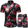 Zomer Mannen Set Hawaiiaanse Bloem Afdrukken Heren Korte Mouw Casual Trainingspak Shirt Strand Shorts Sets Mannelijke Sport Pak Kleding 220524