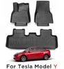 Tesla Model Y Anpassad fit biltillbehör Golvmatta TPE Eco Trunk Mat Fronk Bakmatta för vänster och höger Drive 5 -sätesmodell Y H220415