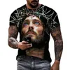 Jesus Christ 3D Print T-shirts Herr Dam Sommar Mode Casual Kortärmad Cool T-shirt Harajuku Streetwear Oversized Toppar 6XL 220712