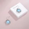 Dangle Kroonluchter Mode Eardrop Bloem 925 Sterling Zilveren CZ Sieraden Gift Klassieke Natuurlijke Precious Larimar Oorbellen Voor VrouwenDangle Ver