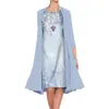 Women Cardigan Dress Set Office Lady Loose Dress + Long Top Floral Print Large Hem Vintage Elegant Bohemian Coat Dress G220510