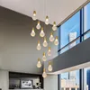 Villa Staircase Long Pendant Lamps Large Duplex Building Simple Modern Living Room Lamp Creative Design Bar Table Hanging Lights