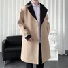 Herren-Trenchmäntel, einreihiger Mantel für Herren, übergroß, lässig, Windjacke, Revers, lange Jacke, Plüschmantel, koreanische Mode, lockere Passform