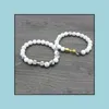 Charms bransoletki biżuteria moda Sier pozłacana bransoletka z hantlami kamień naturalny biały turkus dla kobiet Drop Delivery 2021 B245I