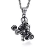 Pendant Necklaces Fitness Dumbbell Barbell Skull Men's Titanium SteelPendant