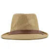 Summer Women Men Straw Sun Hats Vintage Gentleman Beach Panama Hats Chapeu Feminino Fedoras Jazz Cap med läderbälte