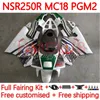 OEM Motorcykelkroppar för Honda NSR250 NSR 250 R MC18 PGM2 MC16 1988-1989 BODYWORK 124NO.1 MC 16 18 NSR 250R NSR250R 88 89 NSR250R 1988 1989 FAIRING KIT VIT GRÖN