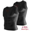 Rion Mens Tank Top Fitness Shirt 2 Pack Athletic Compression Under Base Layer Sport Vest Muskeltröjor Strömlös Gymträning 220623