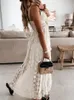 Boho Dres Summer Maxi Lady Off spalla vacanza pizzo scollo a V cinturino per spaghetti vestito estivo bianco abiti De Mujer 220615