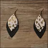 Andra örhängen smycken pu läder för kvinnor löv leopard örhänge modetillbehör hängande dingle öron öre dhd5z