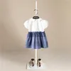 Summer Girls Dress White Doll Lapel Children's Short-sleeved Cotton Princess Kids es for 220422