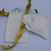 Custom White Suede Gift Bags Gold Ribbon 7x9cm 8x10cm 9x12cm 10x15cm 13x17cm pack 50 Party Candy Sack Cosmetic Jewelry Logo Flannel Packaging Pouches