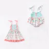 Girlymax Sibling Spring/Summer Baby Girls Dress Woven Romper Tutu Rainbow Floral Watermelon Kids Clothing220509