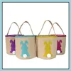 Other Festive Party Supplies Home Garden Easter Rabbit Basket Bunny Bags Printed Canvas Cute Tote Bag Egg Candies Bucket Candy Gift Storag