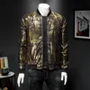 Giacche da uomo Luxury Black Gold Print Party Jacket Outfit Club Bar Coat Uomo Casaca Hombre 2022 Spring Jacquard Bomber Clothes