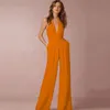 Jumpsuits för kvinnor sexig polyester vit backless breda ben byxor kläder ärmlös mode kvinnliga sommaröverträdelser rompers w220427