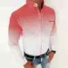 ファッションシャツの男性服春秋の長袖ターンダウンカラートップヴィンテージポルカドットプリントボタントップメンズブラウスL220704