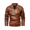 Jaqueta de couro masculino de lã de inverno motocicleta pu leahter jacket macho stand colar windbreaker casual de slim jacket 4xl l220801