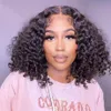 Brazilian Deep Wave Human Hair Bob Closure Wig Transparent Lace Frontal Remy Short Curly Lace Wig Preplucked 150% Density