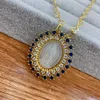 H￤nge halsband religi￶sa ovala medaljen heliga jungfru mary guadalupe halsband charm naturliga skal zirkon smycken tillbeh￶r