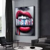 Abstrakte Frauen rote Lippen malen HD-Drucke und Poster auf Leinwand, moderne Wandkunst, Bild für Wohnzimmer, Heimdekoration