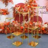 Décoration De Mariage Artificielle Fleur Stand Plaqué Or Rectangle Maison En Plein Air Table Pièce Maîtresse Décoration Cadre En Métal Toile De Fond imake333