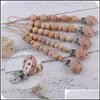 Pacifier HoldersClips Baby Feeding Baby Kids Maternity 7 Colors Beech Wooden Bead Holders Newborn Chains Clips B Dhs5D