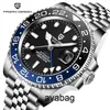 Wrist Watch Pagani Design 40mm GMT Men's Mechanical Watches 100M مقاوم للماء العلامة التجارية الياقوت الزجاجي الفولاذ المقاوم للصدأ ساعة 516B