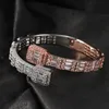 The Bling King 7mm Baguette Cuff Bangel Micro Paved Bling Square Cubic Zirconia Armband Luxury Wrist Rapper Jewelry Punk Bangle 2195502020