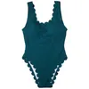 Women's Swimwear Sexy Women Scalloped Textured Fan-shaped One-piece Swimsuit Solid Color Push Up Padded Beach Swimming Suit