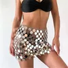 Casual Jurken Kleurrijke Regenboog Ronde Pailletten V-hals Body Chain Sexy Zomer Strand Bikini Jurk Vrouwen Sieraden Club Rave Party Mirror DressCas