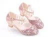 Girls Sandals 2022 Spring Summer Children Half Sandals Kids Crystal Shoes Rhinestone with Pendant Princess Sweet High Heels Chic G220418