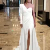 Casual Dresses Women Sexy High Slits Gown Dress Elegant Ladies One Shoulder Tail Banquet Evening Party Long Wedding Guest Maxi Robe