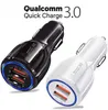 Mobiltelefonbilladdare Dual USB QC3.0 Snabbladdadapter Smart Charger 12V 3.1A för iPhone Android Samsung -smartphones