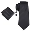 Bow Ties Hi-Tie 2022 Arrival 100% Silk Necktie Bussiness Style Black Tie Hanky Cufflinks Set Gravatas For Party C-3085Bow