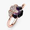 Nya 100% 925 Sterling Silver Ring Fit Infiniti Stones Purple Pansy Pave Flowers Spring Rings for European Women Wedding Original Fashion Jewelry8676982