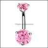 Body Arts 14g Belly Button Rings Surgical Rostless Steel Double Round Cubic Zirconia Navel Skivst￥ng Stud Piercing Dro TopScissors DHE3B