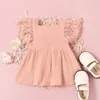 Abiti da ragazza FOCUSNORM 4 colori Born Baby Girls Princess Dress Solid Button manica in pizzo A-Line Mini 0-24M