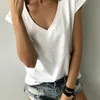 Luoyiyang الصيف تي شيرت المرأة قصيرة الأكمام الخامس الرقبة فضفاض عارضة مثير camisetas الأنثوية سيدة بسيطة ops 220402